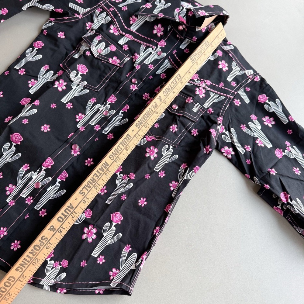 Cowgirl Hardware Girls Small 6 Desert Rose Western Snap Shirt Cactus Floral NWT - Picture 9 of 10